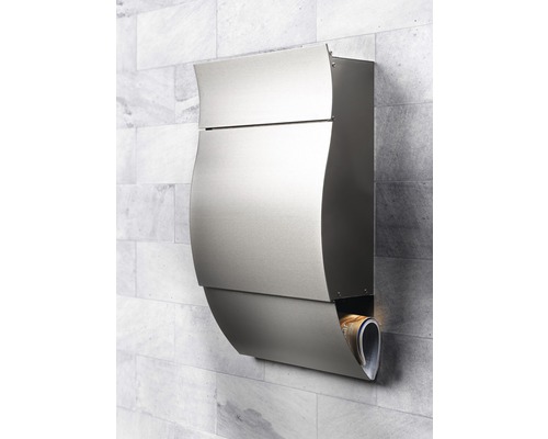 Roestvrijstalen brievenbus met krantenbak voor wandmontage