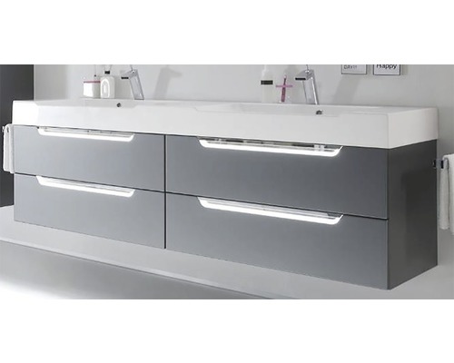 Wastafelonderkast met vier laden en geïntegreerde verlichting in de badkamer