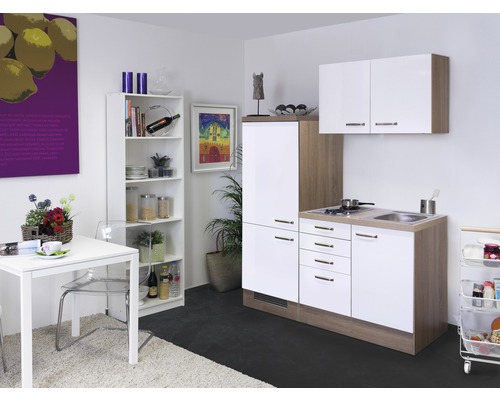 FLEX WELL Minikeuken met apparatuur Valero wit hoogglans 160x60 cm FLEX WELL Minikeuken met apparatuur Valero wit hoogglans 160x60 cm