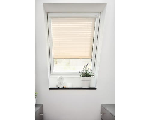 LICHTBLICK Dakraam plisséstof met zuignap bevestiging C02 crème Dakvenster met beige plisségordijn voor verduistering