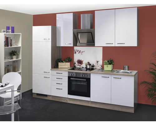 FLEX WELL Keukenblok met apparatuur Valero wit hoogglans 270x60 cm FLEX WELL Keukenblok met apparatuur Valero wit hoogglans 270x60 cm