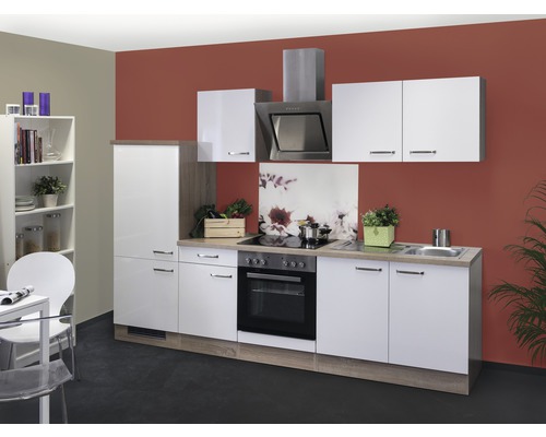 FLEX WELL Keukenblok met apparatuur Valero wit hoogglans 270x60 cm