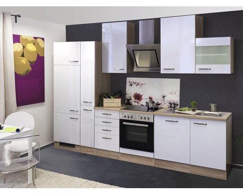 FLEX WELL Keukenblok met apparatuur Valero wit hoogglans 310x60 cm