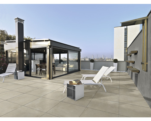 FLAIRSTONE Keramische terrastegel gerectificeerd betonbeige, 60 x 60 x 3 cm