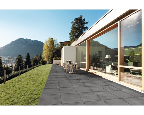 FLAIRSTONE Keramische terrastegel gerectificeerd betonantraciet, 60 x 60 x 2 cm