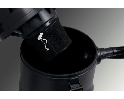 Vijverslibzuiger met filter in reservoir