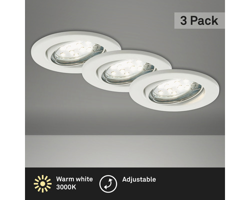 BRILONER LED Inbouwspot set 7225 Ø 86 mm wit, 3 stuks