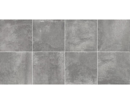 Grijze tegels met cementlook, geschikt voor wand- en vloerbedekking.