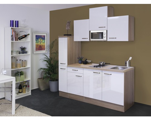FLEX WELL Minikeuken met apparatuur Valero wit hoogglans 180x60 cm FLEX WELL Minikeuken met apparatuur Valero wit hoogglans 180x60 cm
