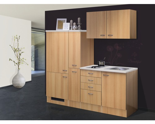 FLEX WELL Minikeuken met apparatuur Nano beuken-decor mat 190x60 cm FLEX WELL Minikeuken met apparatuur Nano beuken-decor mat 190x60 cm