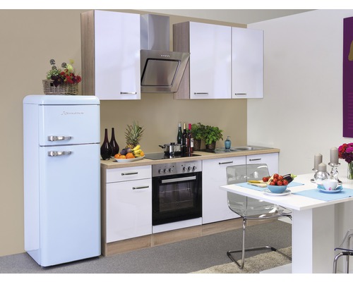 FLEX WELL Keukenblok met apparatuur Valero wit hoogglans 220x60 cm