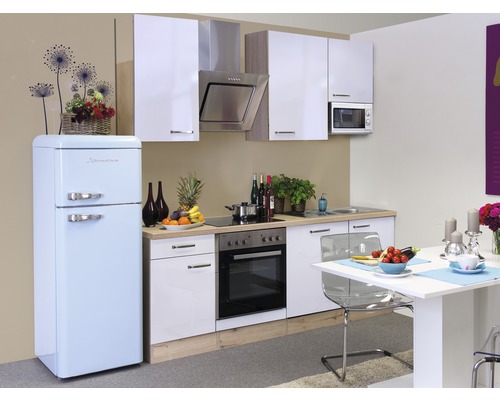 FLEX WELL Keukenblok met apparatuur Valero wit hoogglans 220x60 cm
