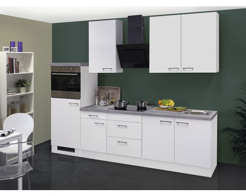 FLEX WELL Keukenblok met apparatuur Varo wit mat 270x60 cm Keukenblok met boven- en onderkasten en inbouwoven.