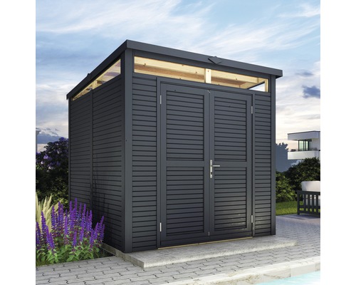 Tuinhuis met dubbele deur en plat dak