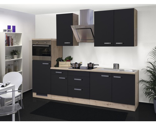FLEX WELL Keukenblok met apparatuur Santo antraciet mat 270x60 cm FLEX WELL Keukenblok met apparatuur Santo antraciet mat 270x60 cm