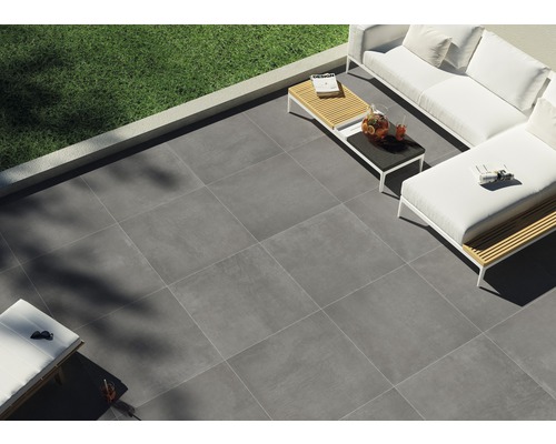 FLAIRSTONE Keramische terrastegel gerectificeerd modern dark, 90 x 90 x 2 cm