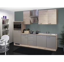 Keukenblok met spoelbak, kookplaat, oven en afzuigkap in modern design