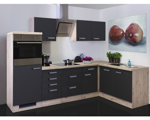 FLEX WELL Hoekkeuken met apparatuur Santo antraciet mat 280x170 cm FLEX WELL Hoekkeuken met apparatuur Santo antraciet mat 280x170 cm