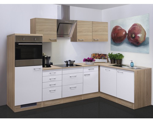 FLEX WELL Hoekkeuken met apparatuur Samoa wit sonoma eiken mat 280x170 cm FLEX WELL Hoekkeuken met apparatuur Samoa wit sonoma eiken mat 280x170 cm