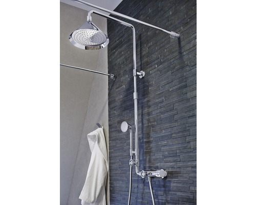 Douchesysteem met hoofddouche, handdouche en thermostatische kraan voor een wand