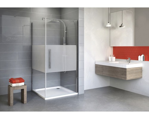 SCHULTE Douchedeur met zijwand Alexa Style 2.0 80x80 cm chroom Badkamer met douchecabine, wastafel en spiegel