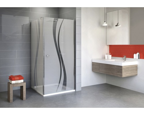 SCHULTE Douchedeur met zijwand Alexa Style 2.0 80x80 cm chroom Badkamer met douchecabine, wastafel en kruk