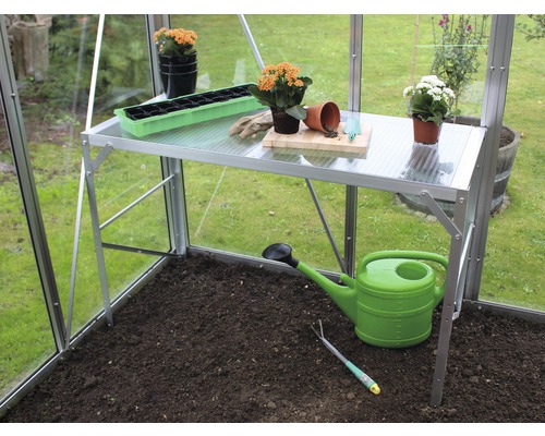 VITAVIA Kweektafel met kunstglas blad 121x54x76 cm aluminium