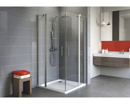 SCHULTE Douchecabine hoekinstap Alexa Style 2.0 80x80 cm aluminium Douchecabine met glazen deuren en douchebak in badkamer