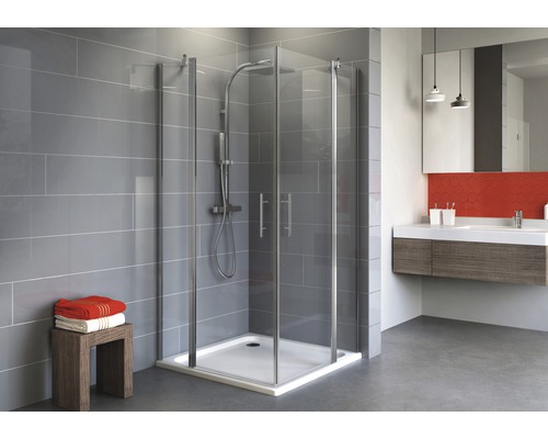 SCHULTE Douchecabine hoekinstap Alexa Style 2.0 80x80 cm chroom Douchecabine met vierkante douchebak in een moderne badkamer