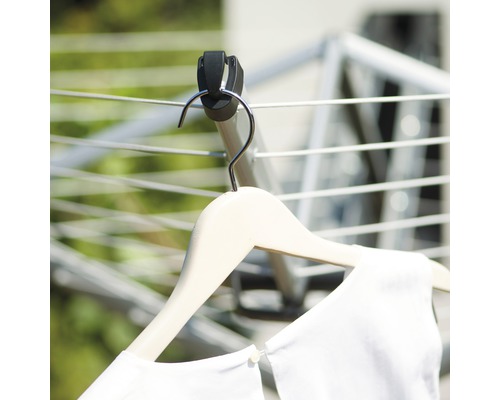 Waslijn met kledinghangerbevestiging en kledinghanger