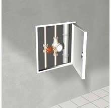 Inspectiedeur Softline plaatstaal verzinkt wit RAL 9016 met verzonken 4-kantafsluiting 20 x 20 cm-thumb-2