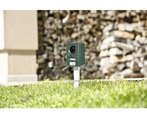 Dierenverjager in de tuin om dieren af te schrikken