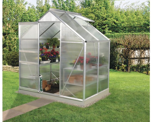 VITAVIA Kweekkas Venus 2500 aluminium met kanaalplaten 6 mm 195 x 131 cm Kas met plantenrekken in de tuin