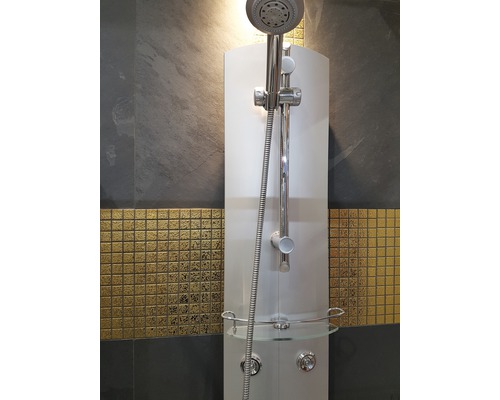 Douchepaneel met handdouche en opbergplank in de badkamer