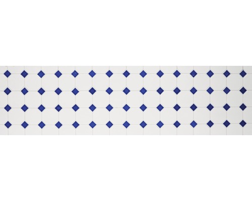 Patroon van witte vloertegels met blauwe ruiten