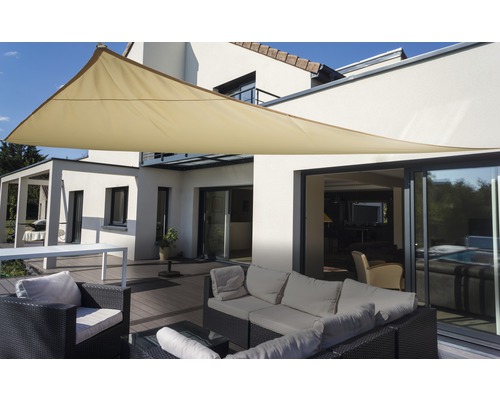 FLORACORD Schaduwdoek vuil- en waterafstotend driehoek ivoor 460x460x460 cm Terras met zonnescherm en tuinmeubelen voor een woonhuis