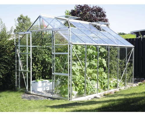 Kas met planten in de tuin