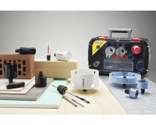 Bosch gatenzaagset met transportkoffer en verschillende zaagbladmaten voor boormachines