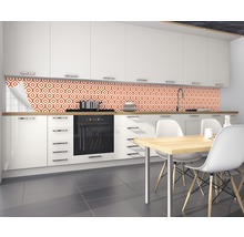 Moderne keuken met oranje muurstickers met geometrisch patroon