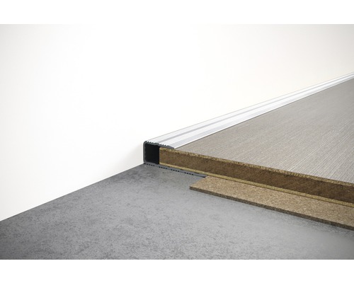 Aluminium overgangsprofiel tussen twee vloerbedekkingen