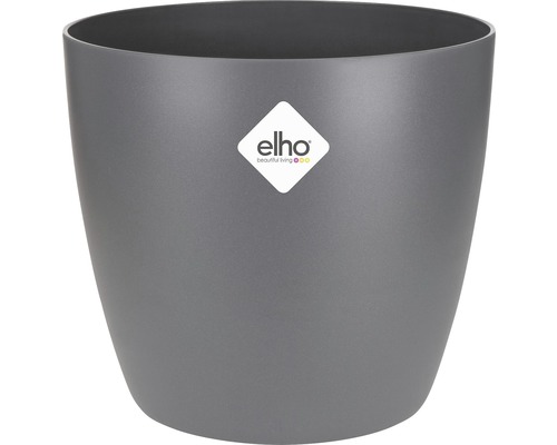 Grijze bloempot met Elho logo