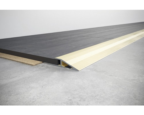 Vloeraansluiting met tegelrail en overgangsprofiel