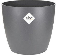 Grijze kunststof bloempot met Elho logo
