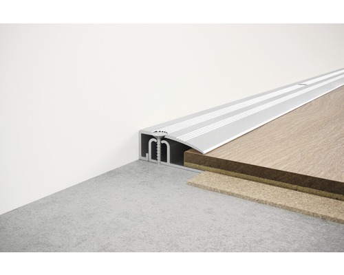 Aluminium overgangsprofiel tussen twee vloerbedekkingen
