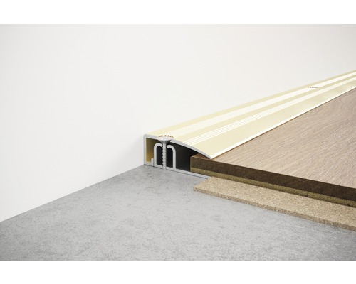 Vloerprofiel voor het verbinden van verschillende vloerbedekkingen.