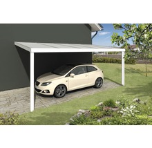 Carport met auto en tuinaanleg