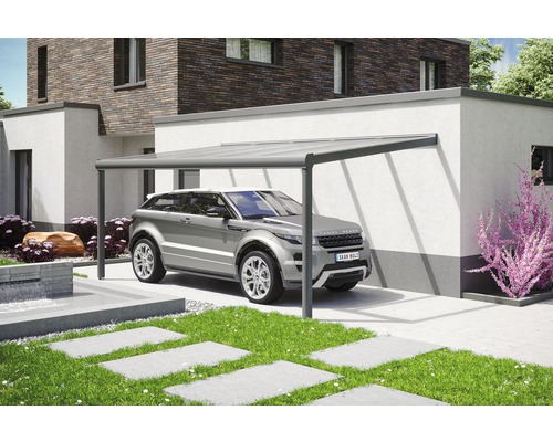 Moderne aluminium carport met auto voor een huis