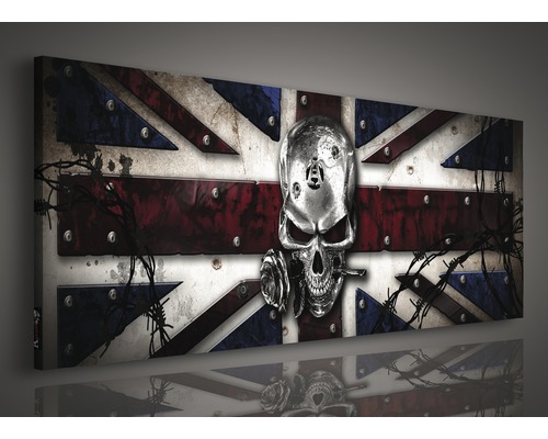Decoratief canvas met Union Jack vlag, schedel en prikkeldraad