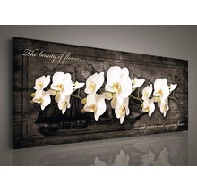 Canvas schilderij met orchideeënmotief en scheepsafbeelding