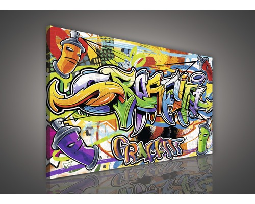 Wanddecoratie met graffitimotief en belettering